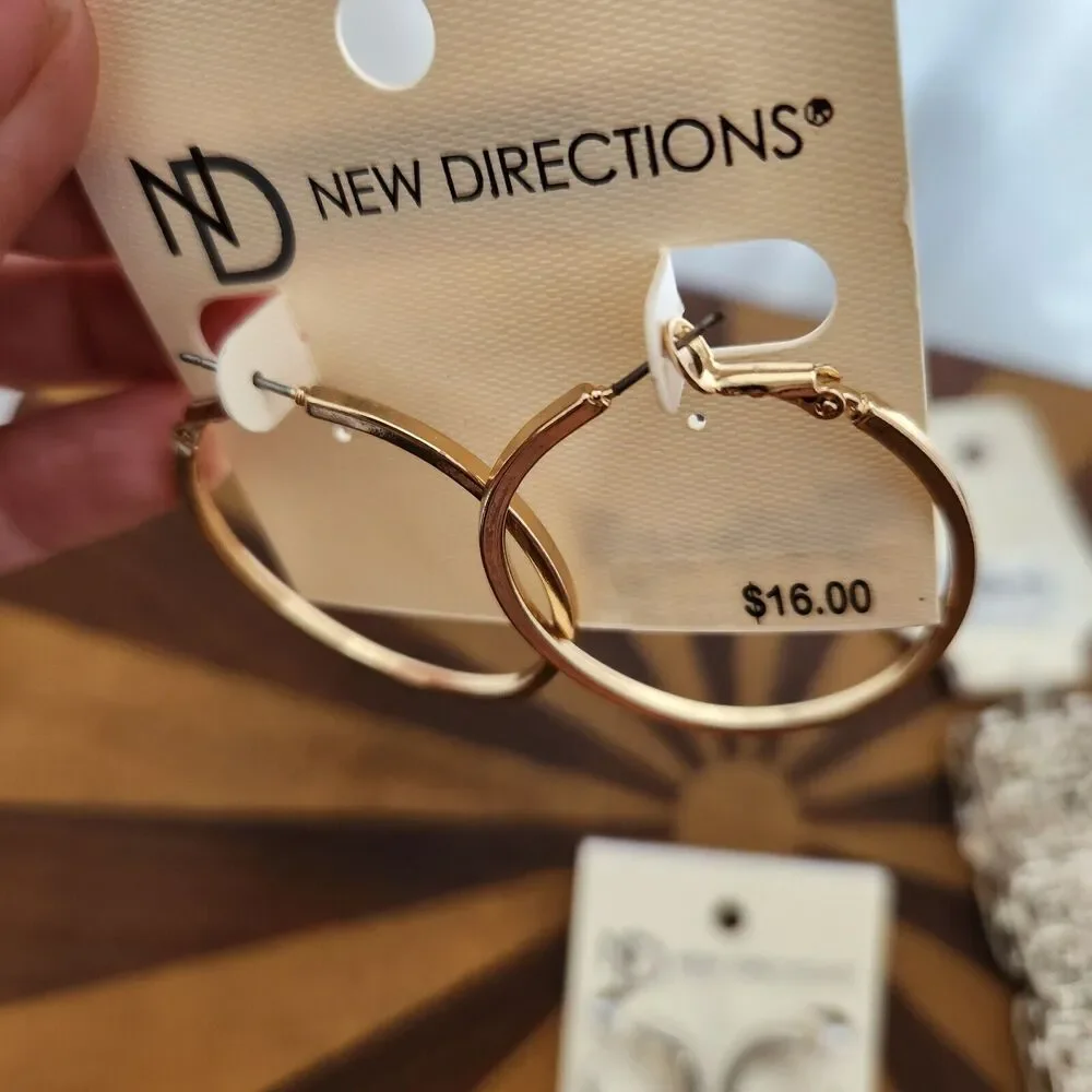 New Directions Jewelry Bundle Lot Hoop Earrings Silver Bracelet NWT Fashion